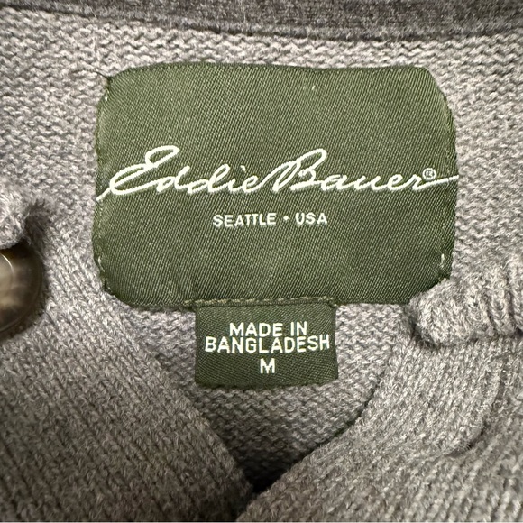 Eddie Bauer Men’s Gray Pullover Sweater SZ  M 100% Combed Cotton Preppy - Picture 2 of 8